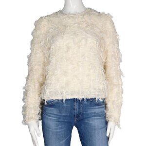 Mable Women's Size Small Pale Yellow Blouse Semi-Sheer Ruched Long Sleeve Shirt